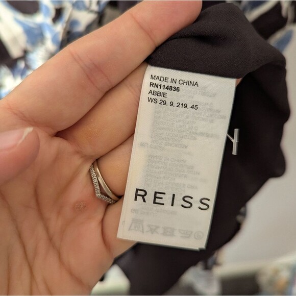 Reiss Abbie Floral Printed Mini Dress in Blue Women's Size 2 - Picture 11 of 12